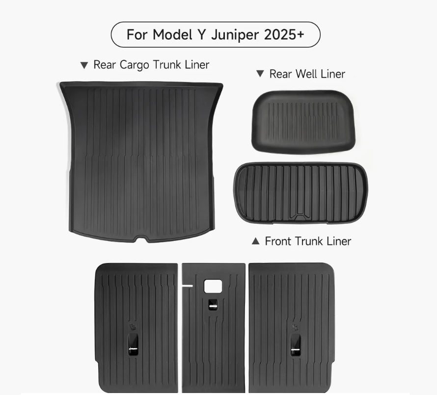 TPARTS 煥新版Model 3 Highland / 煥新版Model Y Juniper 前後行李箱墊+椅背墊全套組