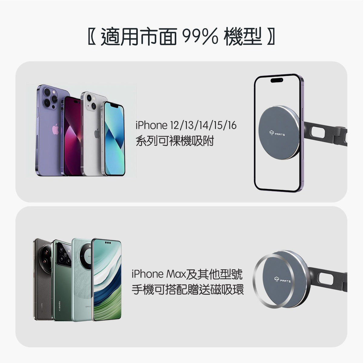 TPARTS 特斯拉全車系適用 新款螢幕手機支架 - 強力磁吸款/無線充電款