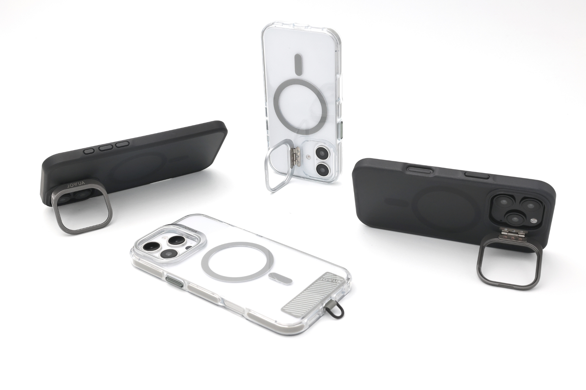 JOWUA MagSafe 透明支架保護殼+掛繩夾片組 (iPhone 16 系列)