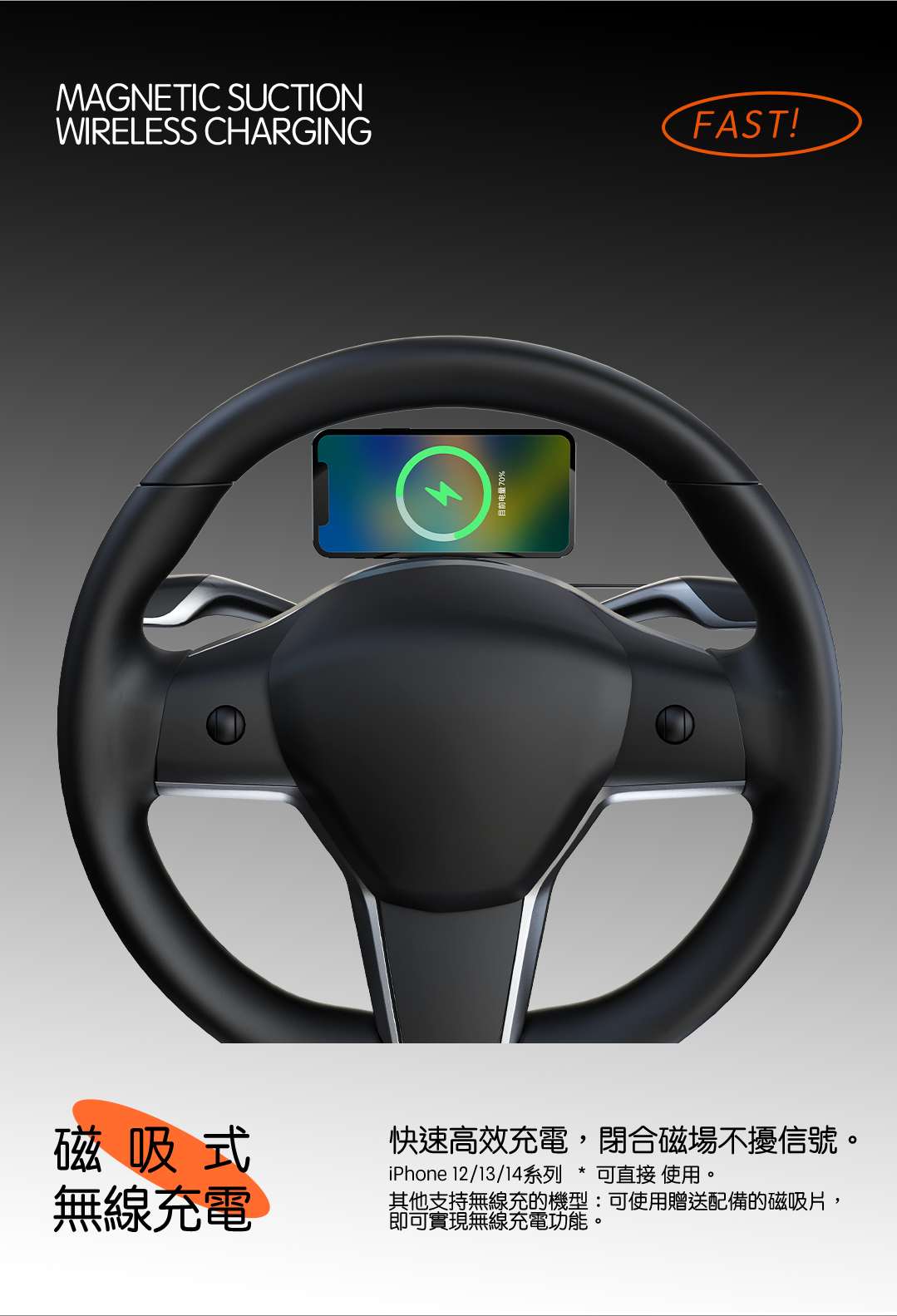 TITA 曲 - Model 3/Y  磁吸車載手機支架