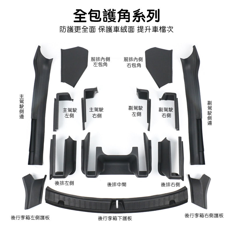 特斯拉 2021-2024 Model Y 前門檻條+內側休息踏板包角 / 後門檻條護板