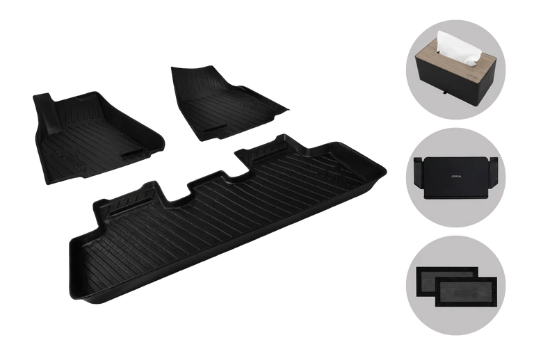 JOWUA Model Y 立體防水腳踏墊+面紙盒組合 (Model Y 煥新版 2025+/2021-2024)