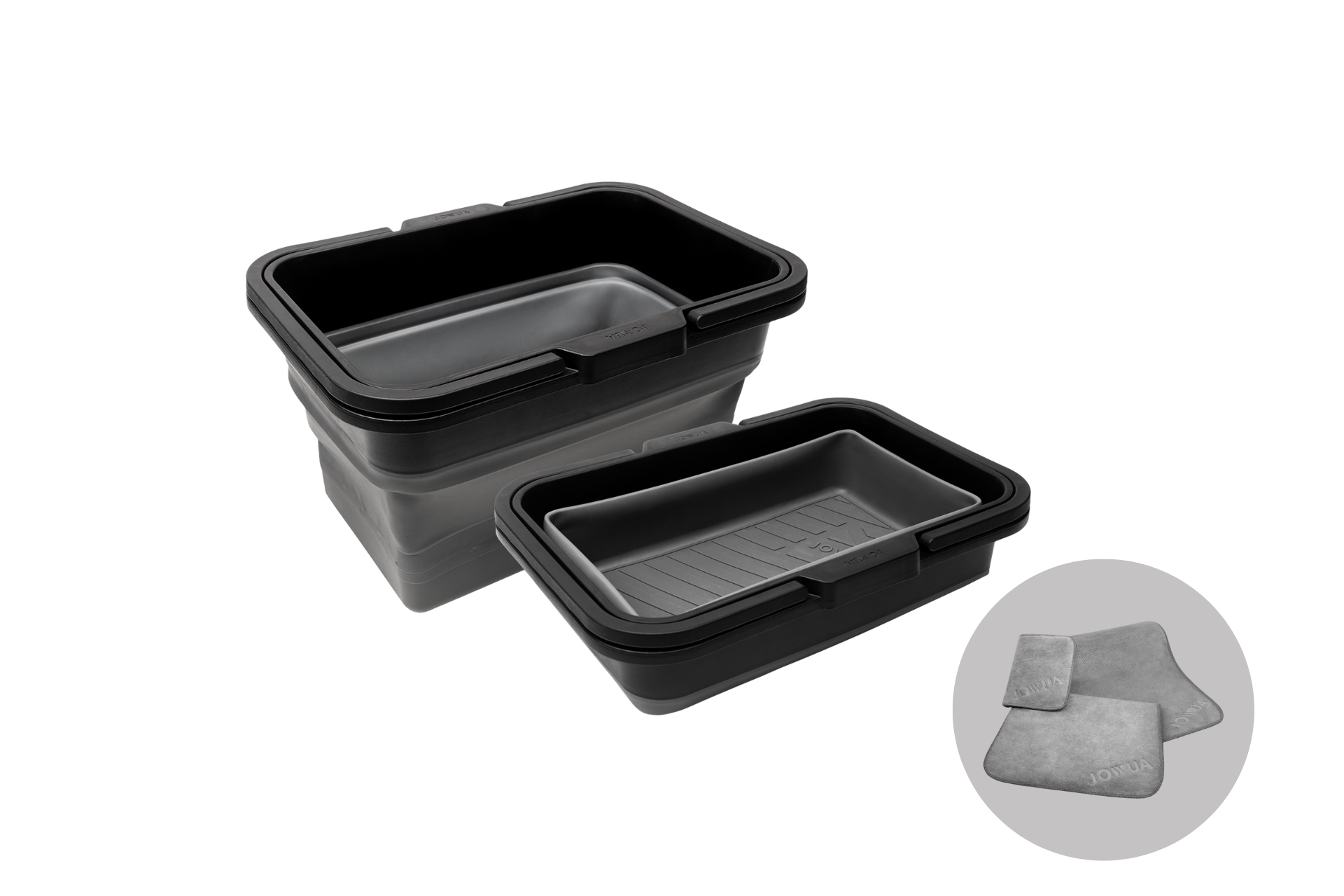 JOWUA 座椅下摺疊收納盒＋超細纖維擦車布組合