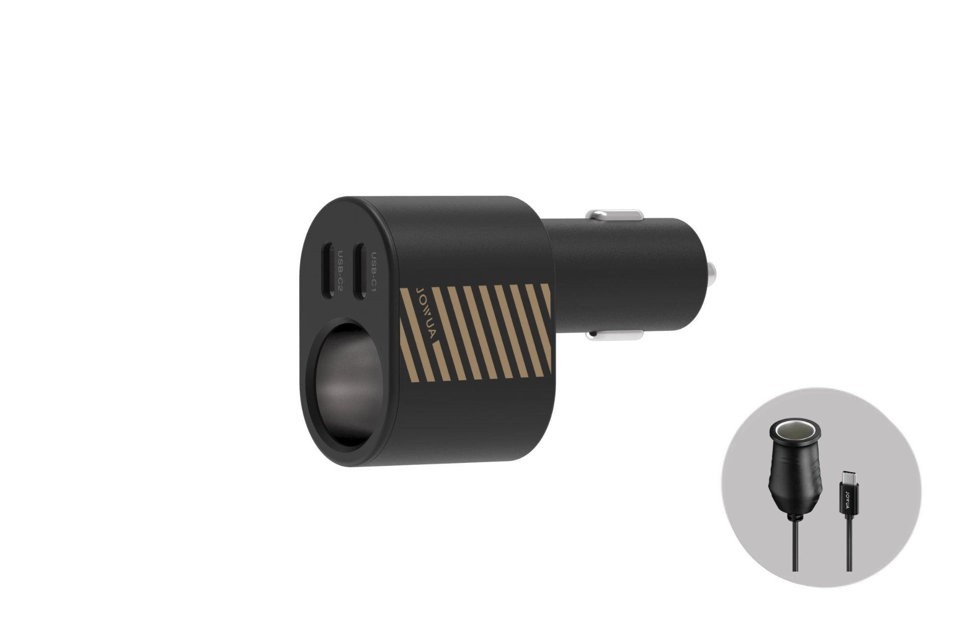 JOWUA 三合一 Type-C 擴充點菸器車充