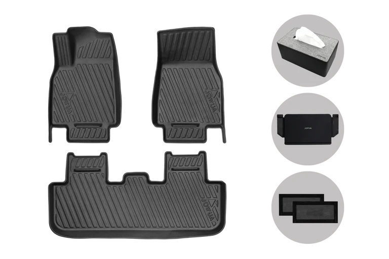 JOWUA Model Y 立體防水腳踏墊+面紙盒組合 (Model Y 煥新版 2025+/2021-2024)