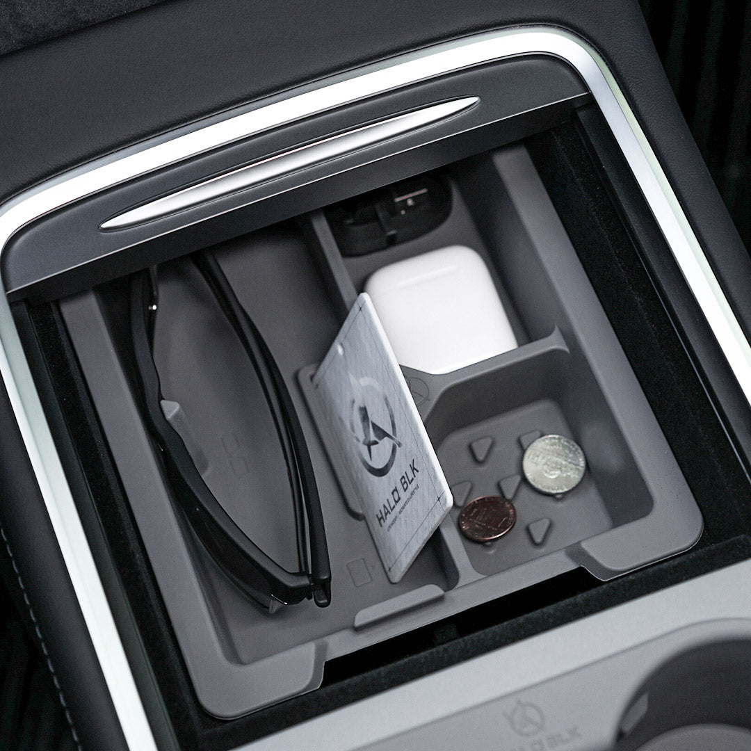 【虧本出清 售完不補】HALOBLK 黑洛 Model 3 / Y 雙層隱藏式中控儲物盒