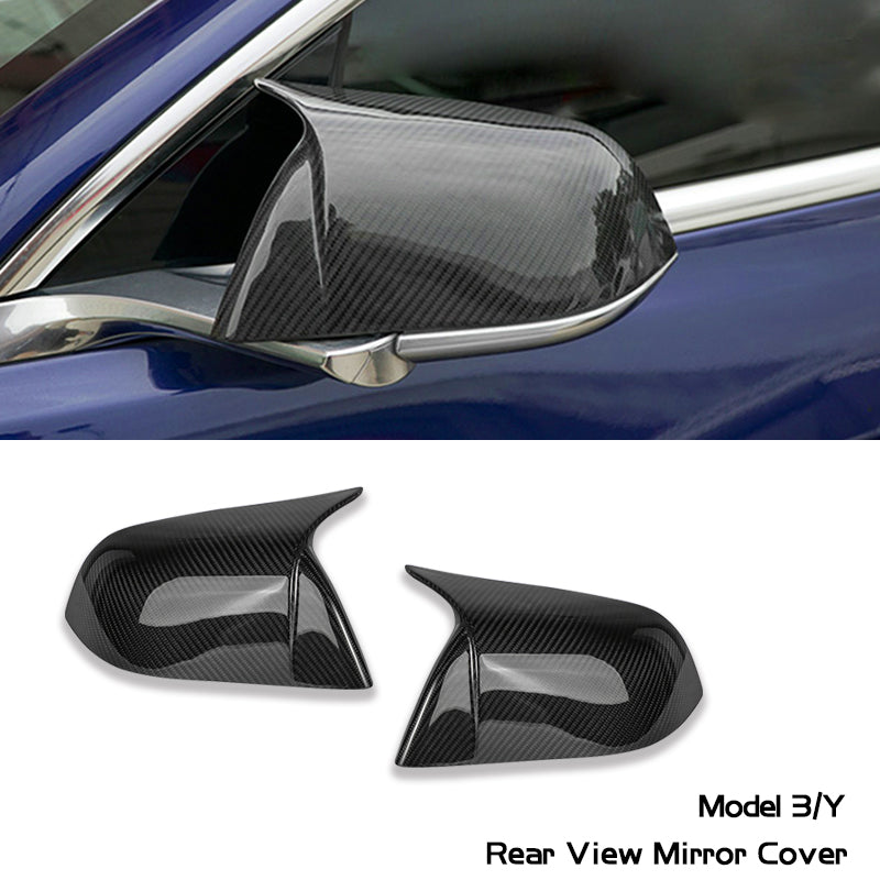 Hansshow Model 3 真碳後照鏡保護罩 - 牛角款